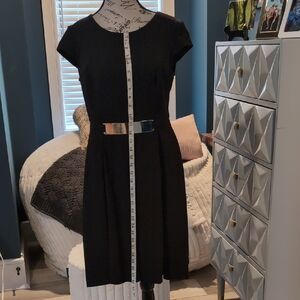 New Directions Black Dress with Belt Detail
